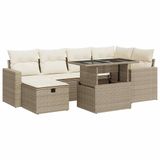 vidaXL Loungeset met kussens, polyrattan, beige
