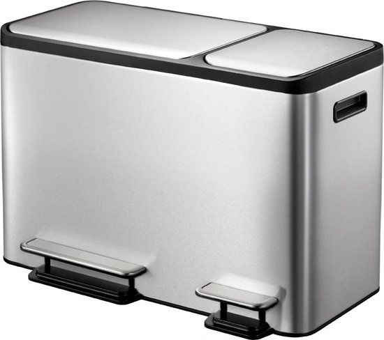 EKO EcoCasa Duo - Pedaalemmer - 36L (24 + 12L) - Mat RVS