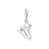 Thomas Sabo Charm-Anhänger Schlittschuh aus 925er Sterlingsilber in 3D-Optik, Kaltemaille Zirkonia-Steinen und gravierter Schneeflocke, Maße: 28 x 16 mm, 1907-041-14