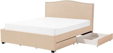 Beliani Gestoffeerd beige bed met opbergruimte 160 x 200 cm MONTPELLIER