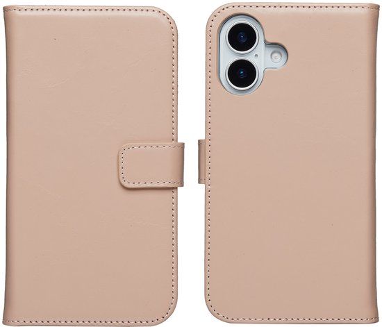 Selencia Echt Leren Bookcase voor de Apple iPhone 17 - Dusty Pink