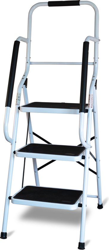 Aidapt Opstapkruk met Leuning - 3 treden - Wit