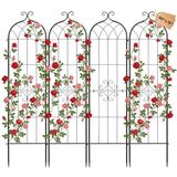 VEVOR Klimrek, 152x40,5 cm, 4-Delige Set, metalen Klimrek met Poedercoating en Vergrendelingsmechanisme, Klimsteun, Tuinrek, Plantensteun voor Bloemen, Groenten en Rozen