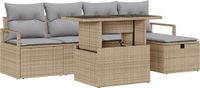 vidaXL Tuinbank - Set - 6 - st - Beige - poly - rattan
