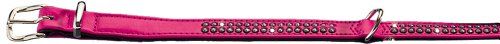 Nobby Halsband "Crystal" enkele rij fuchsia/zwart 37 cm (27-32 cm); 12/14 mm