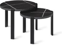Vicco Salontafel set Norin, Zwart marmer/Zwart, 60 x 60 cm