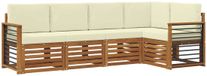 vidaXL - Bank loungeset - 5 zitplaatsen - Natuurlijk en crème - Polyester