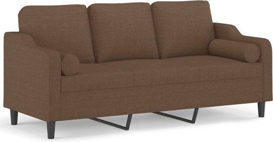 vidaXL Driezitsbank met sierkussens 180 cm stof bruin