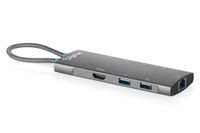 Digitus USB-C Docking Station, 8-Port, 1x HDMI 2.0, 5x USB 3.2 Gen 1, 1x RJ45 Gigabit Ethernet, UHD 4K 60 Hz, 100W Power Delivery, Grijs