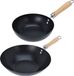 Excellent Houseware Wok/hapjes/bak pannen - 2 stuks - Staal - D20 en D30 cm