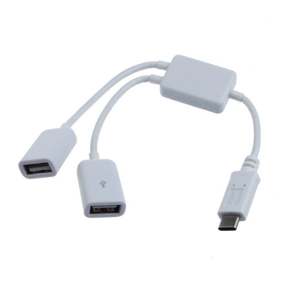 Coretek USB-C naar 2x USB OTG hub / wit - 0 15 meter