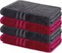 Lavea® Set de 4 serviettes de bain 70x140 cm – 100% Coton – Anthracite et Bordeaux
