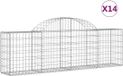 vidaXL Gabions - 14 pieces - arched - 200x30x60/80 cm - galvanized iron