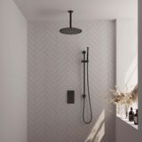 Brauer Black Edition Thermostatische Regendoucheset Inbouw - Hoofddouche 30 cm - 3 Weg - Handdouche Staaf - Doucheslang - Geintegreerde Glijstang - Mat Zwart
