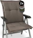 Beautissu HighLux NL – Set van 2 Tuinkussen Lage Rug Kussen 105x50x7cm – Outdoor Zitkussen voor Tuinstoel Taupe