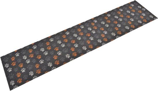 vidaXL Keukenmat - Wasbaar - Potenprint - 60x300 cm - Fluweel - Grijs
