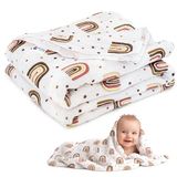 Medi Partners Mousseline Babydeken 100x150cm Mousseline Deken voor Pasgeborenen - Dunne Zachte Knuffeldeken Zomerdeken Voor Peuters Speelmat Wieg Kinderwagen (Regenboog)