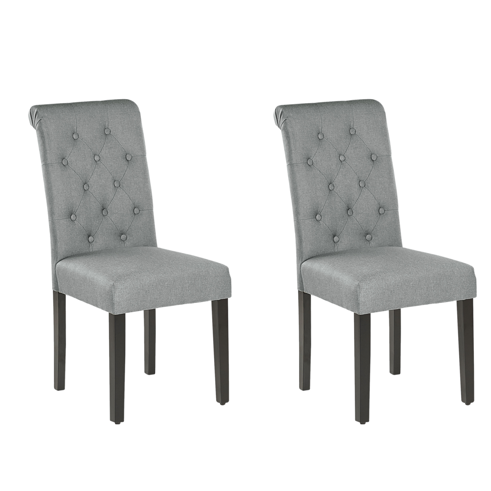 Beliani VELVA Eetkamerstoel - Grijs - Polyester - Set van 2