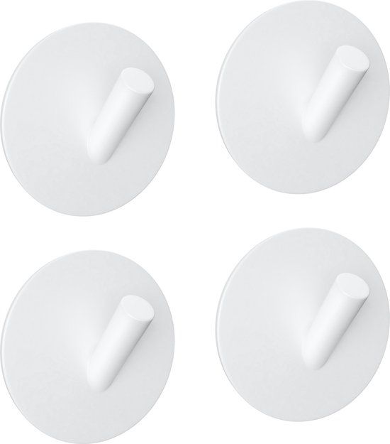 EAVY - Set van 4 Zelfklevende handdoekhaakjes RVS - handdoekhouder - wandhaak - plakhaak - WIT