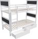 Bolt Edge lit superposé enfant 90x200 cm – Bois de pin massif – Avec tiroir et plateau – Avec barre de protection et escalier d'angle – Blanc