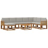 vidaXL - Buiten - bank - set - 9 - st - Naturel - en - lichtgrijs - Polyester