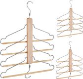 Merkloos Relaxdays Ruimtebesparende Kledinghanger - Set van 3 - 4 Hangers - Lotushout - Broekhangers
