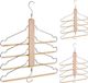Merkloos Relaxdays Ruimtebesparende Kledinghanger - Set van 3 - 4 Hangers - Lotushout - Broekhangers