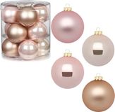 Inge-glas Inge Christmas Kerstballen - 12 stuks - Glas - Parel Roze - 8 cm