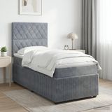 vidaXL Boxspringbed met matras, donkergrijs, 90 x 200 cm, fluweel