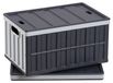 Boîte de rangement pliable 65 litres - Lot de 2 - Empilable - Avec couvercle - Capacité de charge 38 kg par boîte - Plastique durable - Gris et noir