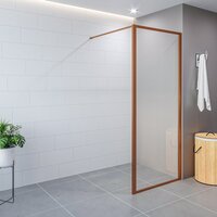 Saniclass colorem inloopdouche 120x200cm 8mm helder nano coating glas met frame geborsteld koper R-BC-2120-120-FFG