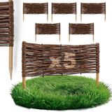 BOGATECO 5 x wilgenbedrand | 60 cm lang en 20 cm hoog | houten omheining gazonrand | wilgenhek steekhek perfect voor de tuin als wegafbakening | perkranden | decoratieve hekken