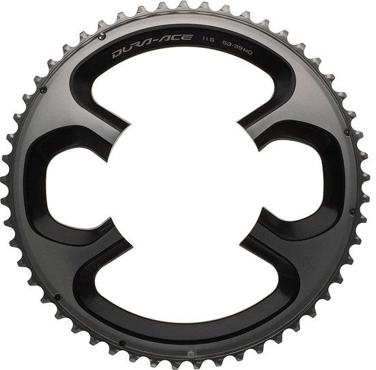 Shimano Dura-Ace FC-9000 Kettingblad 11-speed, MD, zilver/zwart Uitvoering 53T