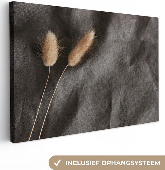 OneMillionCanvasses Canvas Schilderij Pampasgras - 180x120cm - Zwart/Beige