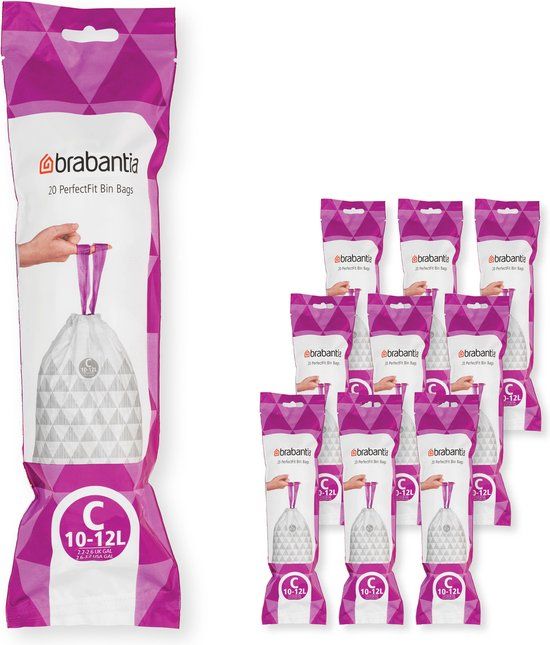 Brabantia PerfectFit Vuilniszakken - 10/12 l - Code C - 200 stuks