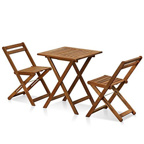 Furinno Tioman Outdoor bistroset - 2 stoelen en 1 tafel - teakolie - hardhout - natuur - 59,9 x 59,9 x 73,9 cm