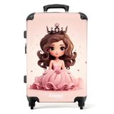 NoBoringSuitcases.com® - Kinderkoffer meisje met prinses - Roze kindertrolley meisjes - Koffer kind groot - Rolkoffer lichtgewicht - Reiskoffer met 4 wielen - Grote trolley XL - 20 kg bagage