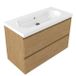 Saniclass Holz Pure Badkamermeubelset - 100x45x63.5cm - Palermo keramische wastafel wit - 1 wasbak - zonder kraangat - 2 lades - mat eiken natural (hout) SW1420787/SW24914