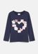 s.Oliver T-shirt avec œuvre d'art et paillettes bleu marine coton manche courte col rond paillettes extra court 140