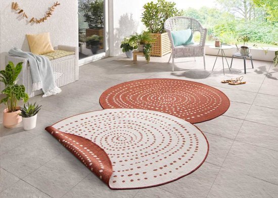 Bougari Modern vloerkleed Bali 103110 140 cm rond Terracotta & CrÃ¨me