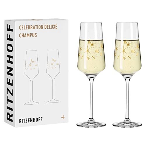 Ritzenhoff CELEBRATION DELUXE champagneglazen set # 3 van Romi Bohnenberg, van kristalglas, 233 ml, in geschenkverpakking