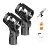NEEWER BASICS MS019 Accessoireset voor microfoonstandaard, 2 stuks, verstelbare microfoonclip met schroefadapters van 3/8 inch tot 5/8 inch voor bekabelde en draadloze universele handheld-apparaten