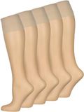 Alleen Nur Die Kniekousen 626969/5-pack kniekousen zijdefijn, 5-pack 15 DEN, maat One size, beige (teint 114)