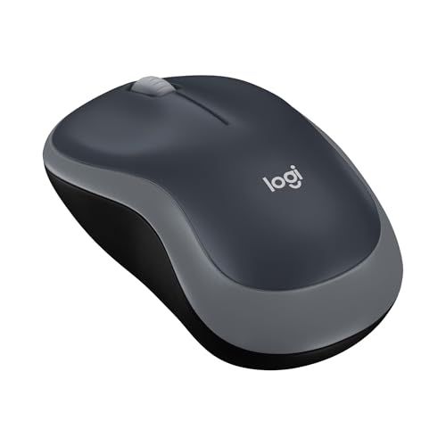 Logitech M185 Draadloze Muis, 2,4 GHz met USB-Mini-Ontvanger, Batterijduur van 12 Maanden, 1000 DPI Optische tracking, Tweehandig, Compatibel met PC, Mac, Laptop - Grijs