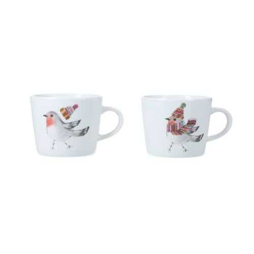 Mikasa Tipperlyhill Robin hoogwaardig porseleinen espresso-kopjes van 90 ml, set of twee, in geschenkdoos