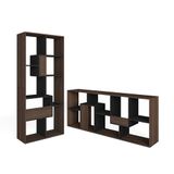 Skraut Home Boekenkast, opbergrek, 162 x 67 x 31 cm, woonkamer, kantoor, moderne stijl, donker eiken en zwart