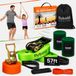 flybold Slackline Kit met trainingslijn, boombeschermers, ratelbeschermers, armtrainer, 17,4 m, eenvoudig op te zetten, instructieboekje en draagtas, complete set, outdoorplezier voor gezin