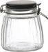 Urban Living Voorraadpot/bewaarpot - 1L - glas - met beugelsluiting - mat zwarte deksel