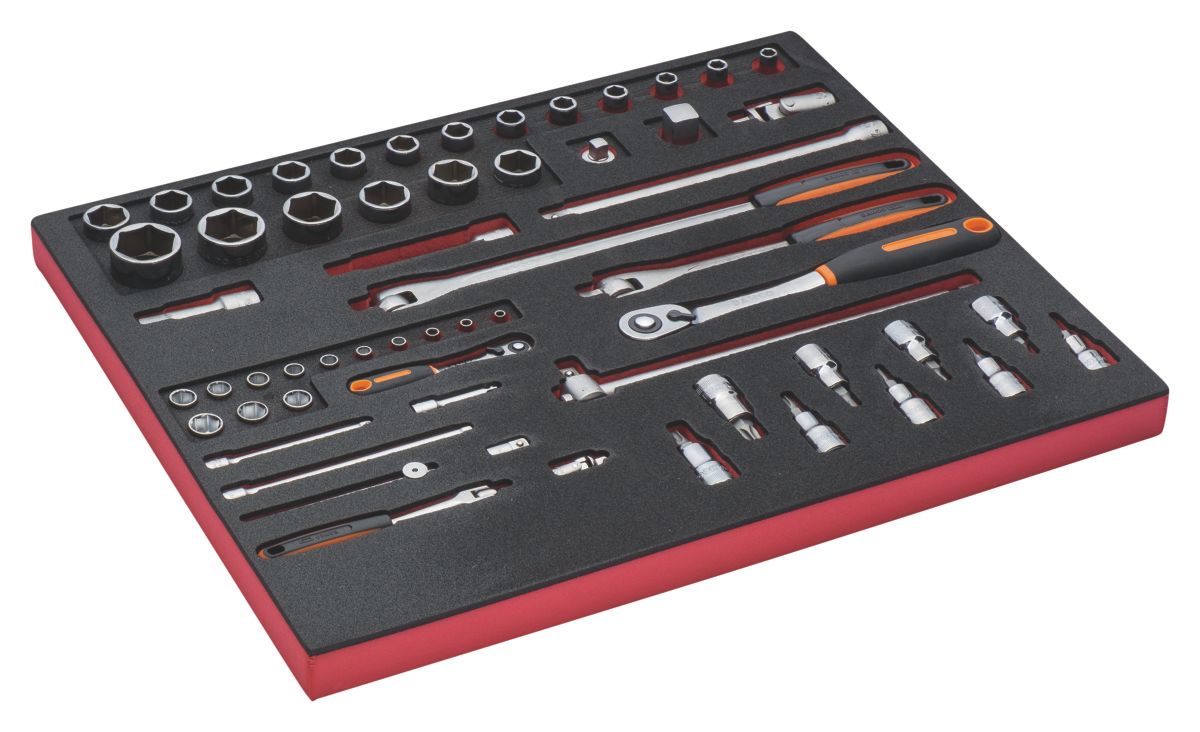 Bahco Foaminlay Fit&Go 3/3 met doppen en toebehoren 1/4" en 1/2" - 59-delig - FF1A137
