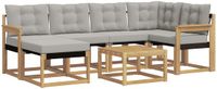 vidaXL Hoek loungeset 6 zitplaatsen Acacia hout Wit en lichtgrijs